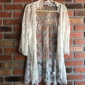 Avid Love Fine Lace Robe S White Pretty & Soft